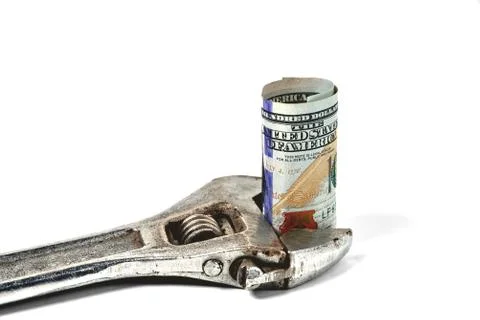 Old wrench with a note in it Stock Photos