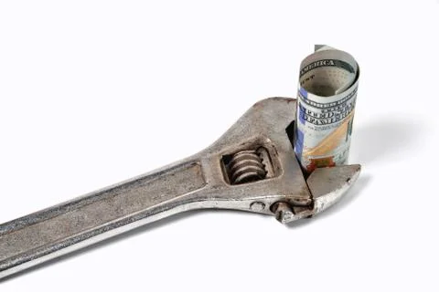 Old wrench with a note in it Stock Photos