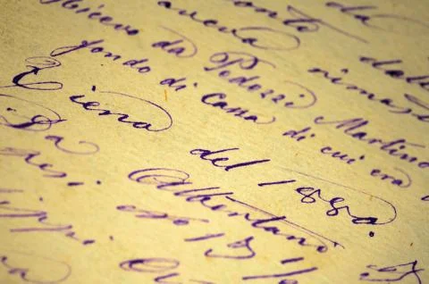 Old writing. Year 1880. Stock Illustration