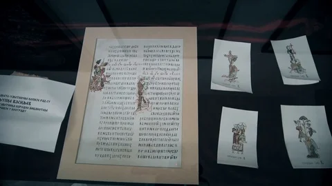 Old Writings from the Middle Ages Vídeo Stock 95577627