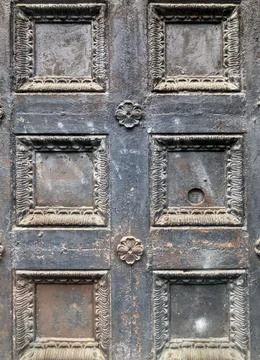 Old wrought iron door with an abstract pattern Stock Photos