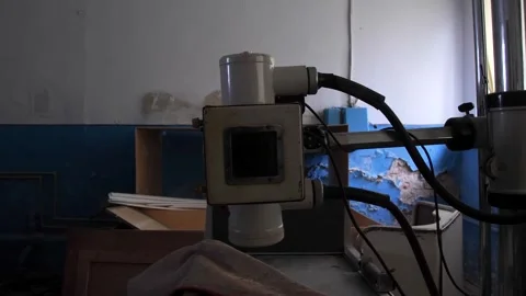 Old x-ray machine of an abandoned hospital Stock Footage 283292709