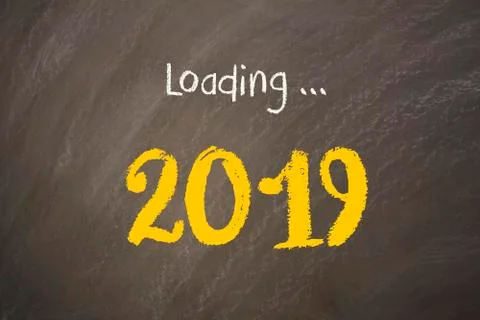 Old Year New Year 2019 on Blackboard Stock Illustration