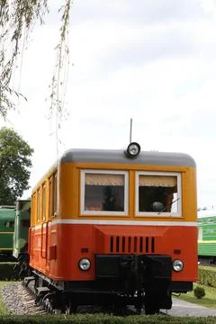 Old yellow train on station Stock Photos