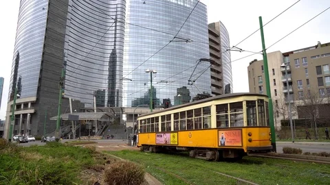 Old yellow tram Video stock 104848760