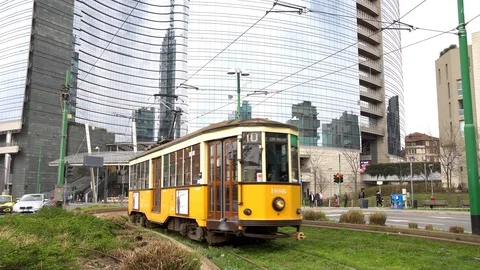 Old yellow tram Video stock 104848788