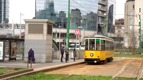 Old yellow tram Stock Footage 104848862