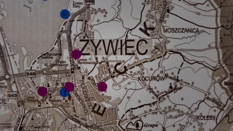 Old Żywiec Map Exhibit Stock Footage 336034810