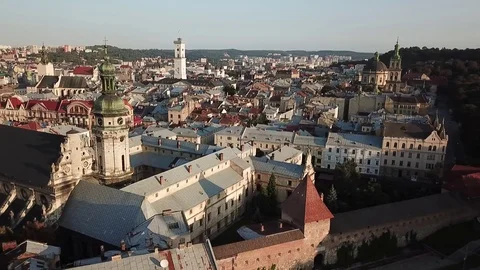 Old_town_sunrise Video stock 123841634