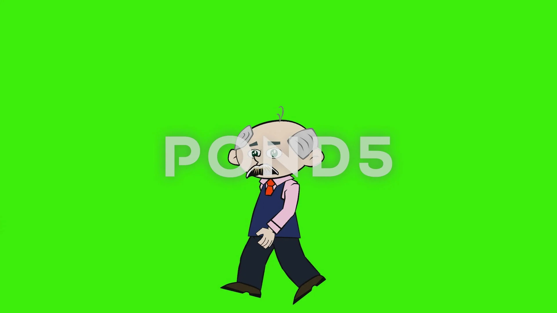 cartoon old man walking