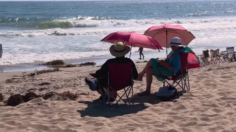 Older Couple at Beach with Seagulls Stock-Footage 200020416