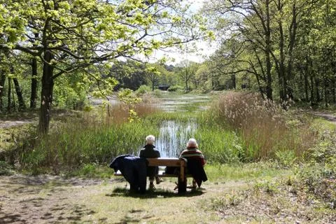 Older couple on bench Stock Photos