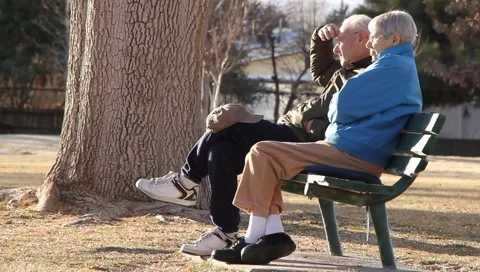 Older Couple in Park Stock Footage