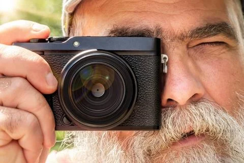 Older man with his camera An image of an older man with his camera ,model ... Stock Photos