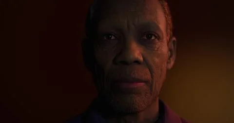 Older man with serious expression under soft lighting in warm tones Stock Illustration