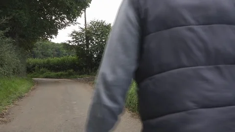 Older Man Walking Dog in a Field Stock Footage 80420000