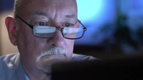 Older man working on his computer, close up Stock Footage 36040022