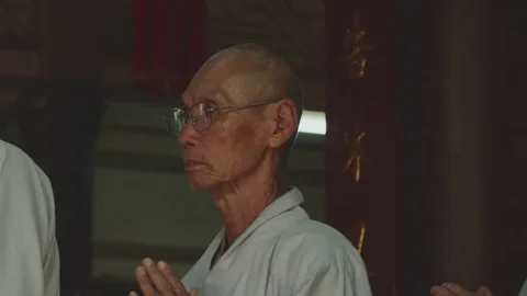 Older people pray while walking close-up Stock Footage 77206211