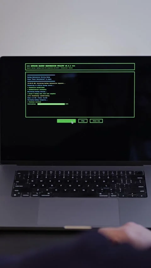 Older Systems Admin Restores Backup After Hack Stock Footage 326150368