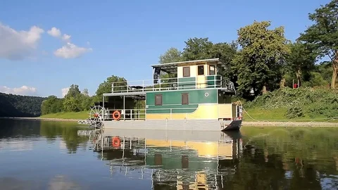 Oldest Catamaran on the river bank Stock Footage 70113204