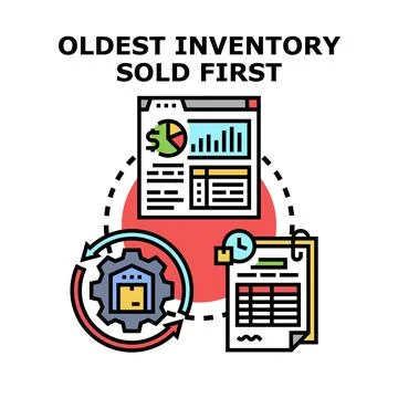 Oldest inventory sold first concept working cycle Stock Illustration