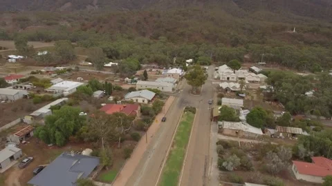 Oldest town in Flinders Ranges Melrose drone 4k Stock Footage 247046932