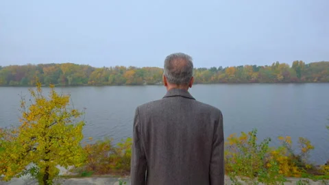 Oldness and lonely concept grey-haired male Stock Footage 150202516