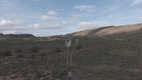 Oldschool Windmill Standing In Rustic Countryside Stock Footage 344972606