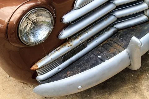 Oldtimer front grill and headlamp details Stock Photos