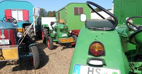 Oldtimer Tractor Deutz and Hanomag - UHD 4K Stock Footage 82602527
