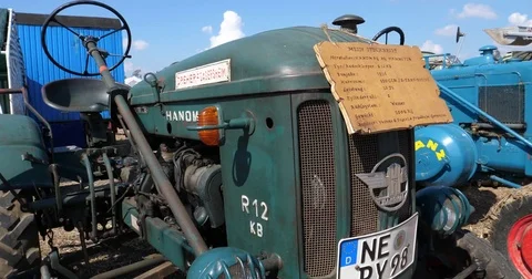 Oldtimer Tractor Hanomag R 12 KB - UHD 4K Stock Footage 82602525