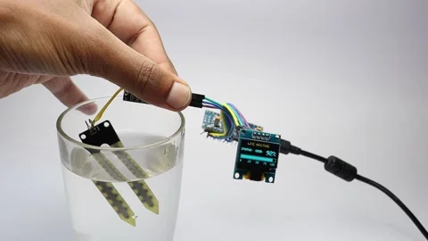 OLED module or the display module showing real time water level Stock Footage 334123355