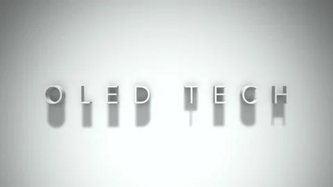 Oled tech 3D title animation with shadows on a white background Stock Footage 297801436