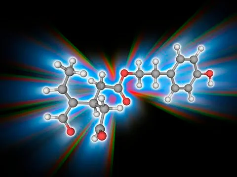 Oleocanthal organic compound molecule Stock Illustration