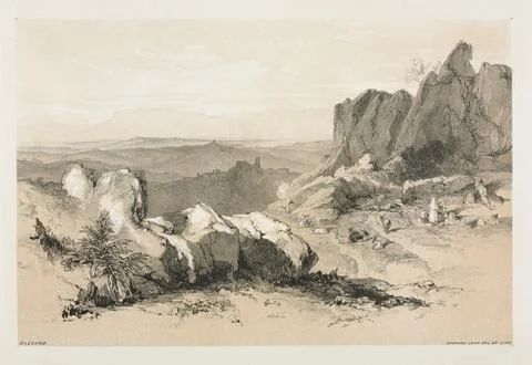 Olevano, 1841. Edward Lear (British, 1812-1888). Lithograph; Stock Illustration