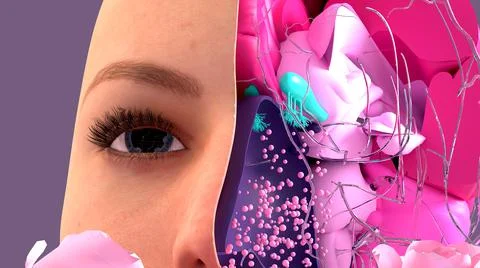 Olfactory system, sensory system used for smelling, olfaction  senses. Illustrazione stock