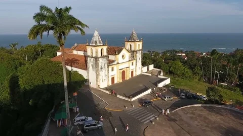 Olinda Sé Cathedral Pernambuco Brazil Aerial Stock Footage 93913853
