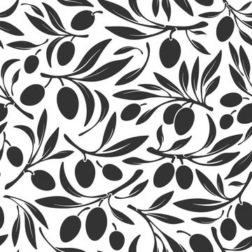 Oliva seamless pattern. Vector branch. Organic oil Stock Illustration