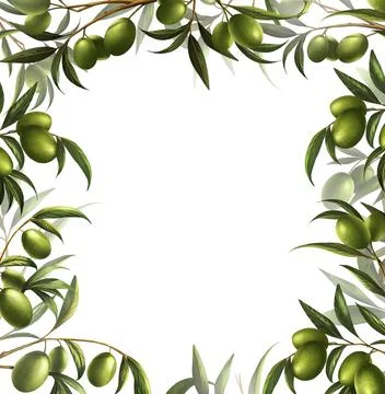 Olive are template Layout  design .On white background . Digital painting and Stock Illustration