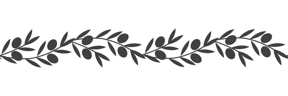 Olive border. Vector seamless pattern. Hand drawn fruits, leaves for 스톡 일러스트