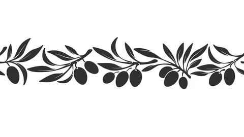 Olive border Vector seamless print Decorative band Illustrazione stock