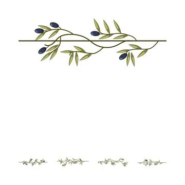 Olive branch decorative border divider illustration Stock Illustration