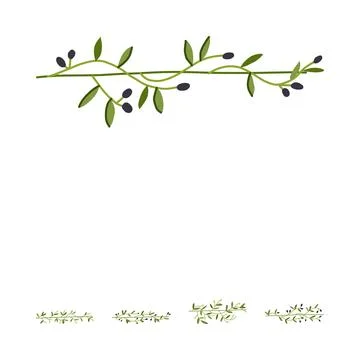 Olive branch design element with fruit and leaves Stock Illustration