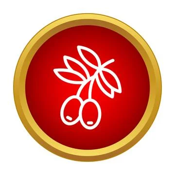 Olive branch with fruit icon on red button Stock Illustration