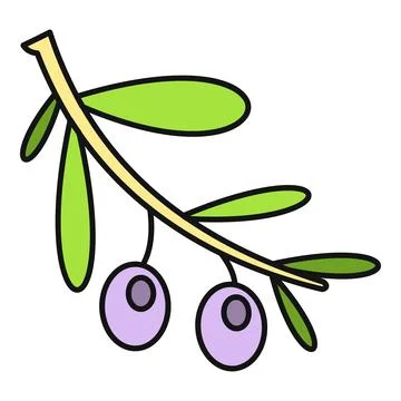 Olive branch with fruit providing peace and health concept Stock Illustration