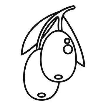 Olive branch with fruit vector line art Illustrazione stock