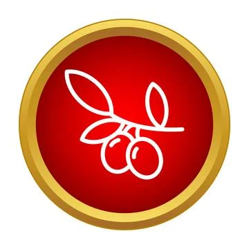 Olive branch icon drawing in red gold circle Stock Illustration
