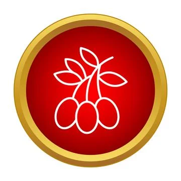 Olive branch icon drawing with red circle background Stock Illustration
