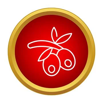 Olive branch icon on red circle background Stock Illustration