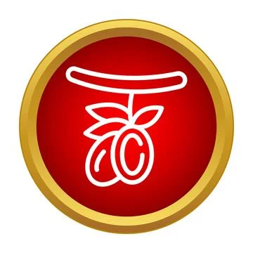 Olive branch icon on red circle badge Stock Illustration
